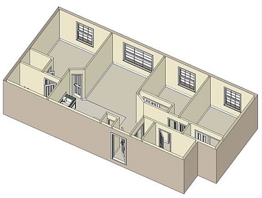 Floor Plan  3 Bed - 2 Bath |960 sq ft