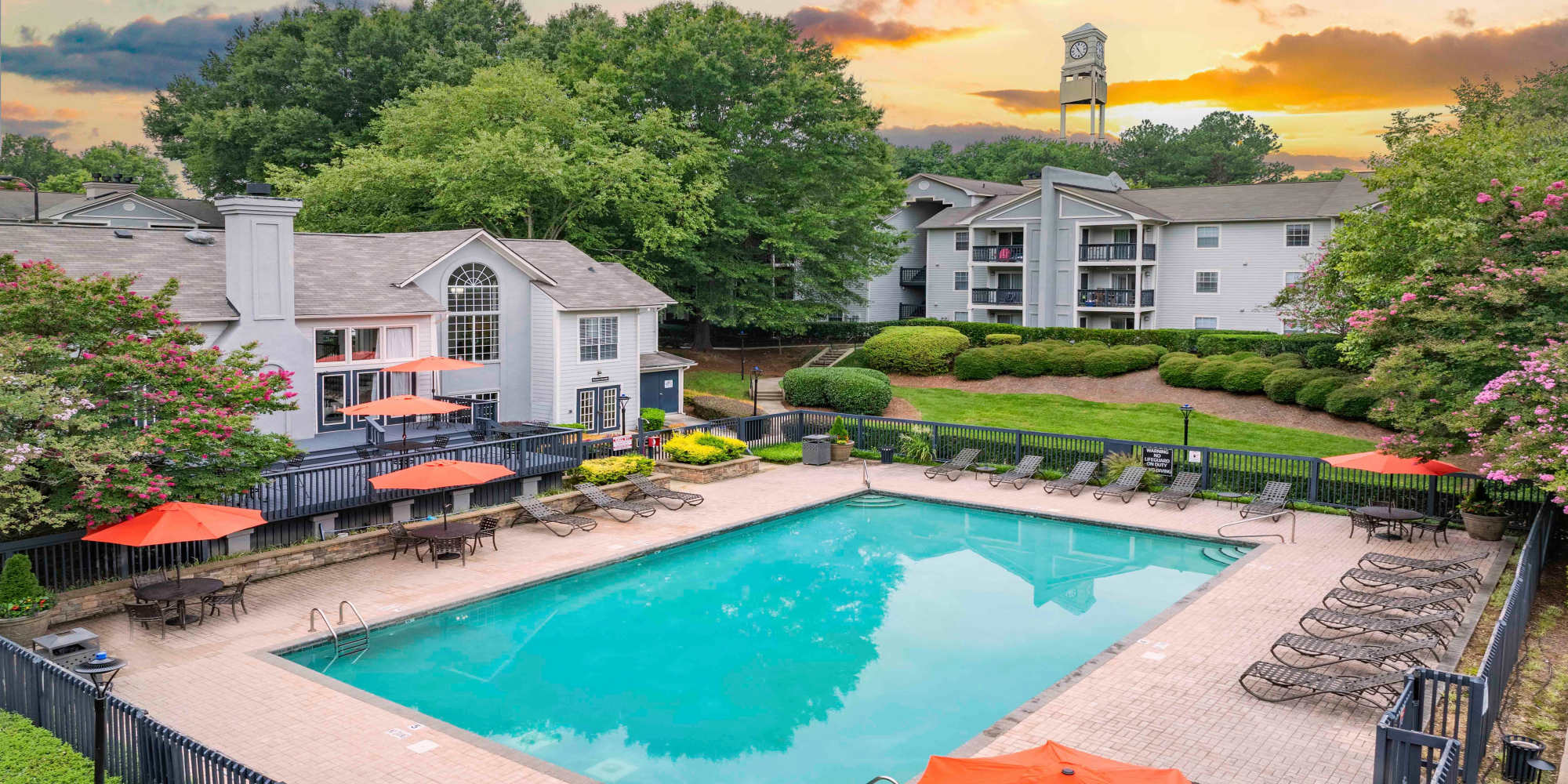 Resort style swimming pool at The Ellery of Cary in Cary, North Carolina