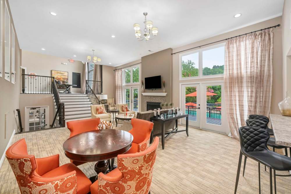 Coffee table and chairs at The Ellery of Cary in Cary, North Carolina