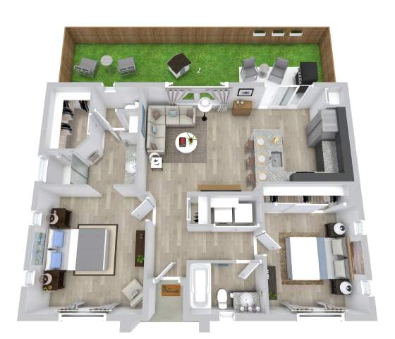 The Retreat 2 bed 2 bath floor plan 1 at Avilla Vista Ranch Apartments, Liberty Hill, TX 78628
