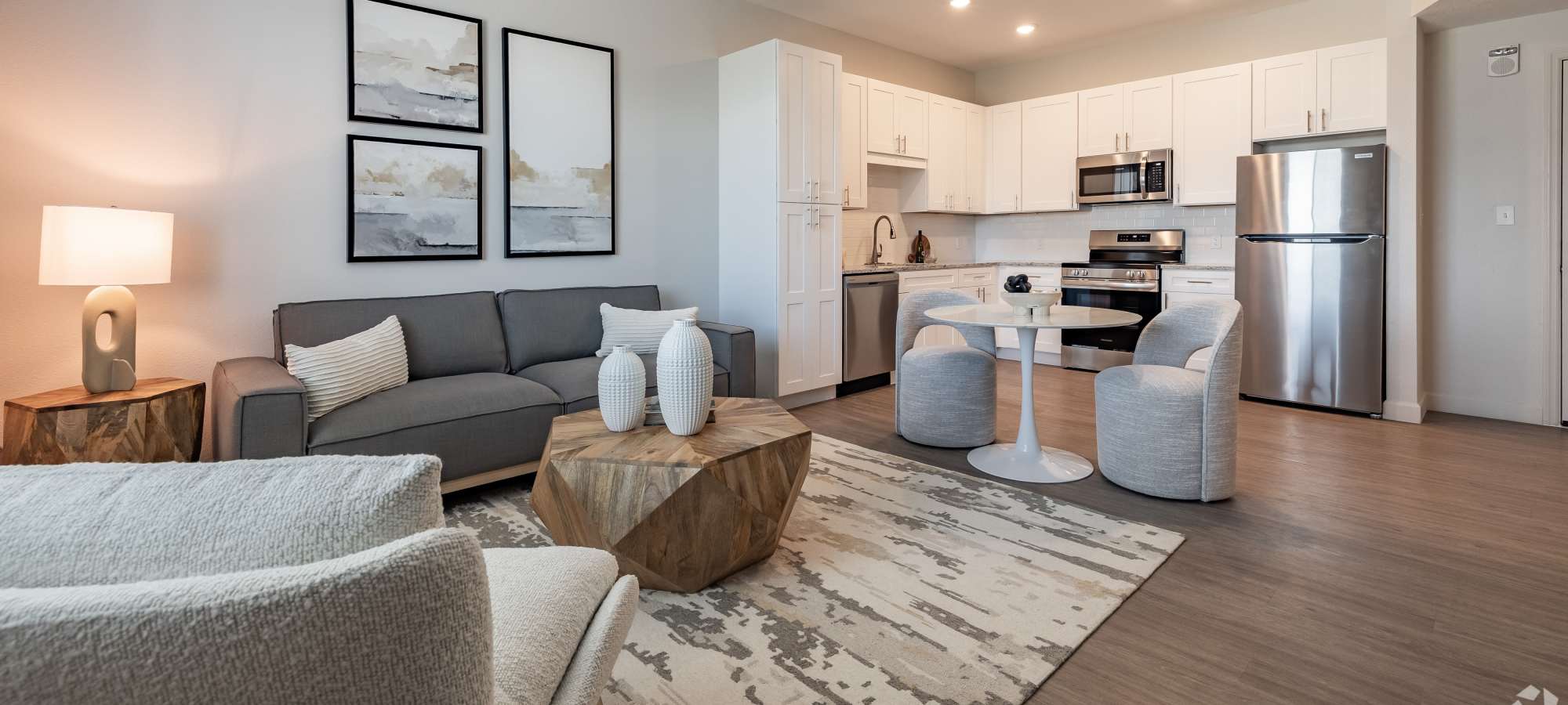 Furnished living room at Nine20 Manatee in Bradenton, Florida