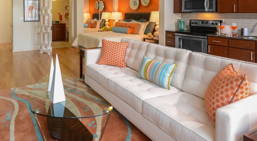 Open space living area with natural lighting