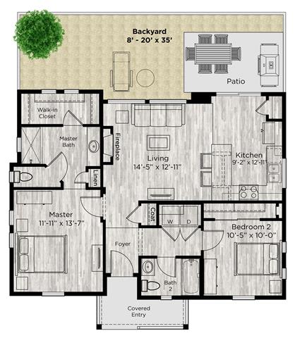 2 bed 2 bath floor plan at Avilla Eastlake, Thornton, CO 80241