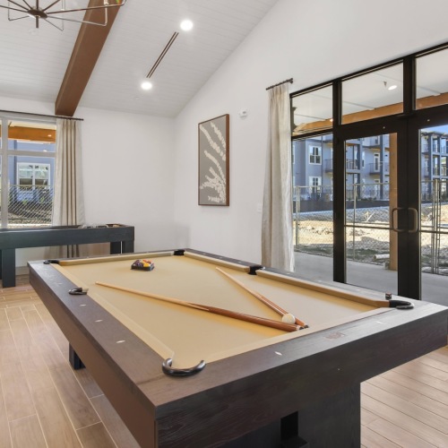 a room with a billiards table