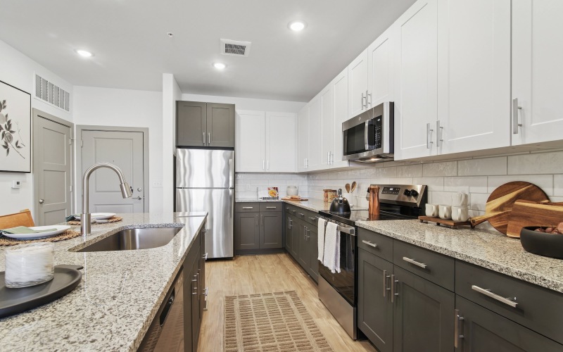 Well-lit kitchen with ample counter space