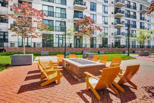 courtyard seating around fire pit