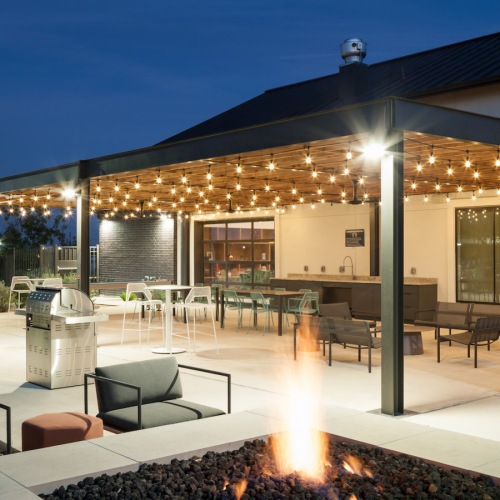 Poolside Entertainment Deck At Abacus Alamo Ranch Apartments