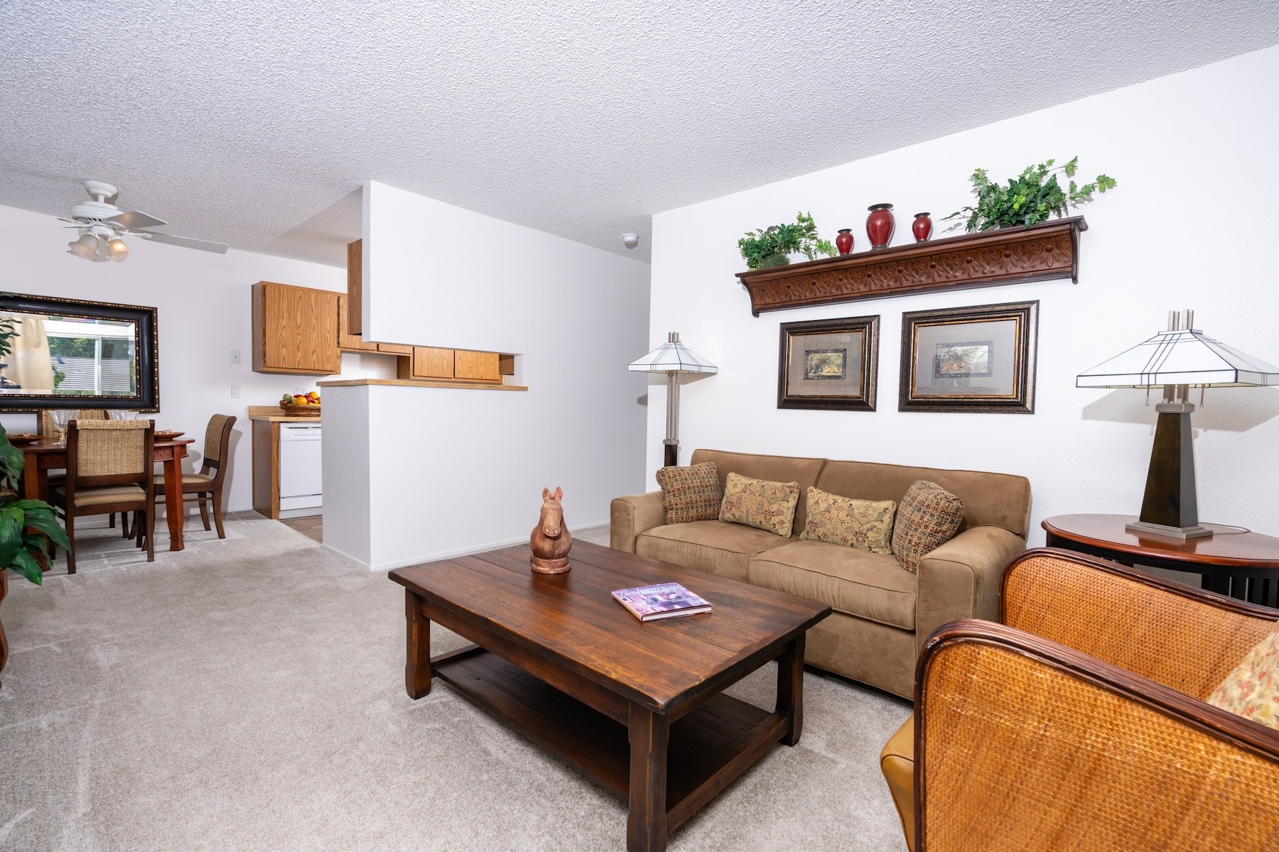 living room with a couch and coffee table