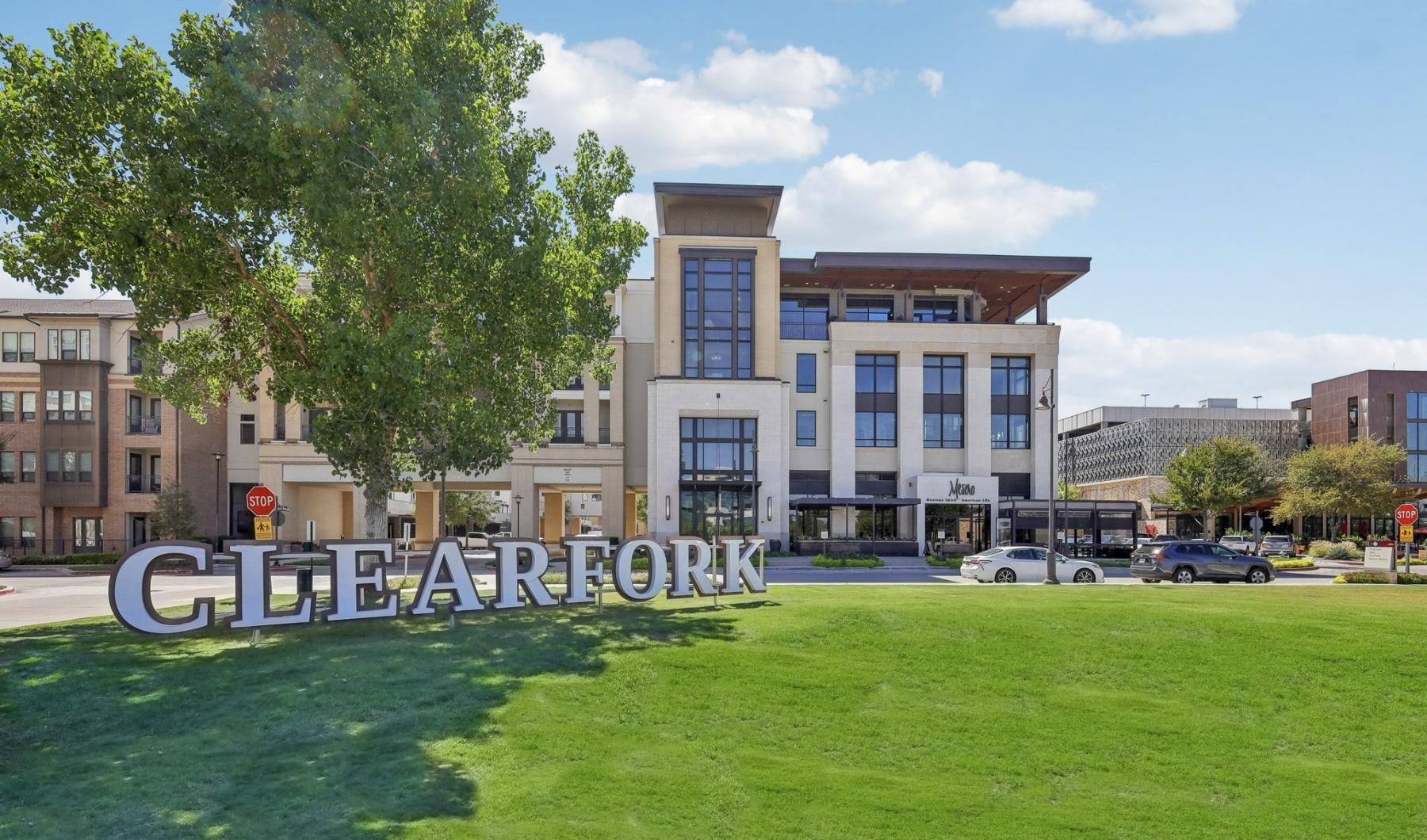 a building with a sign in front