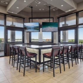 a room with a table and chairs
