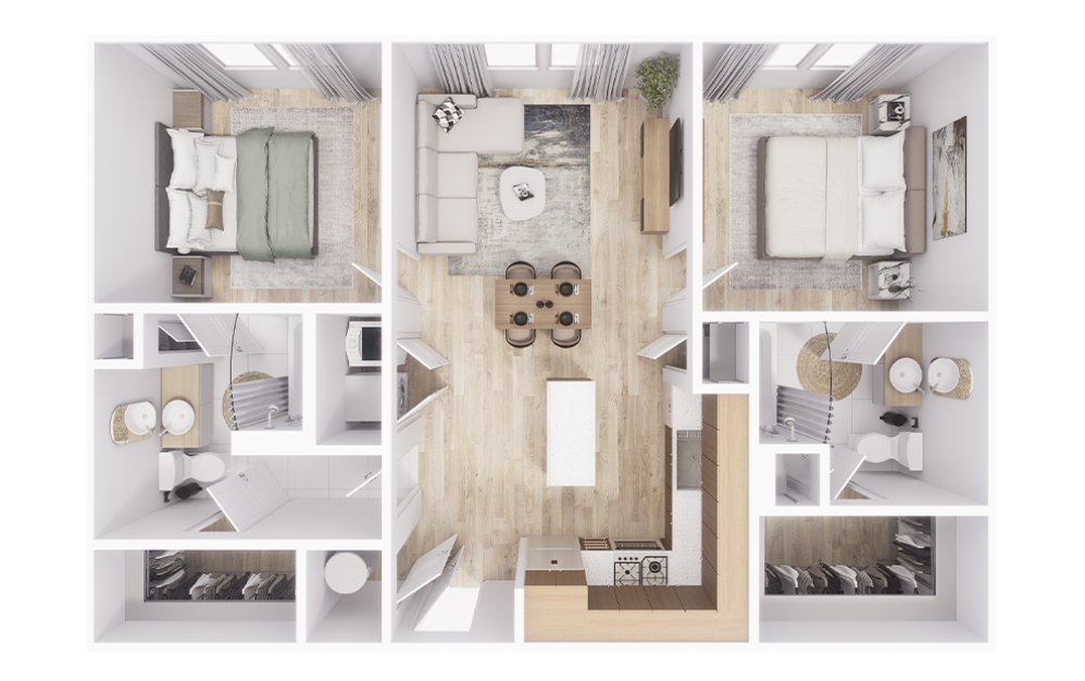 #16105 - 2 bedroom floorplan layout with 2 bathrooms and 1012 square feet
