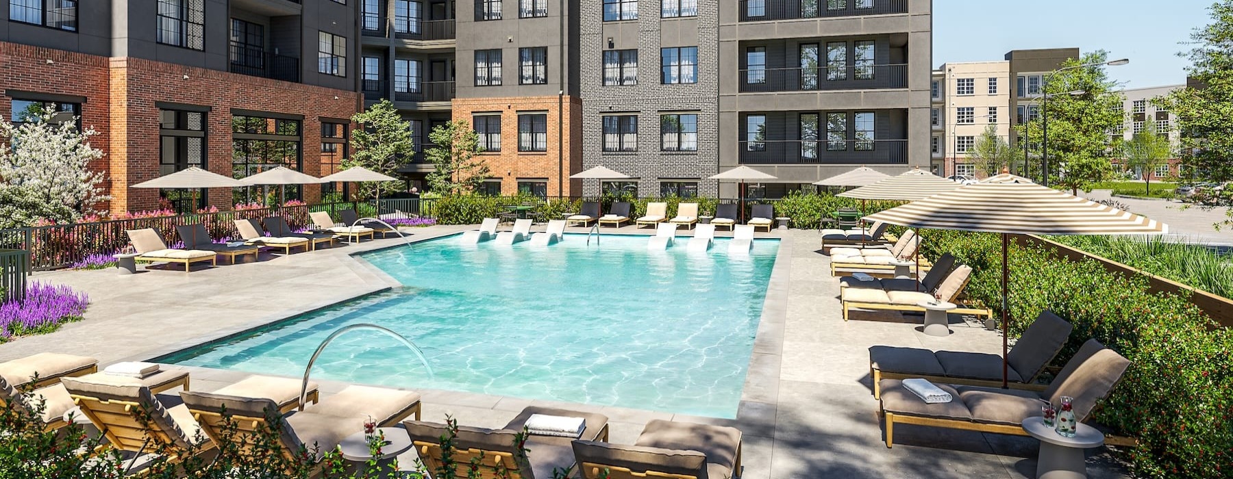 a swimming pool in a courtyard