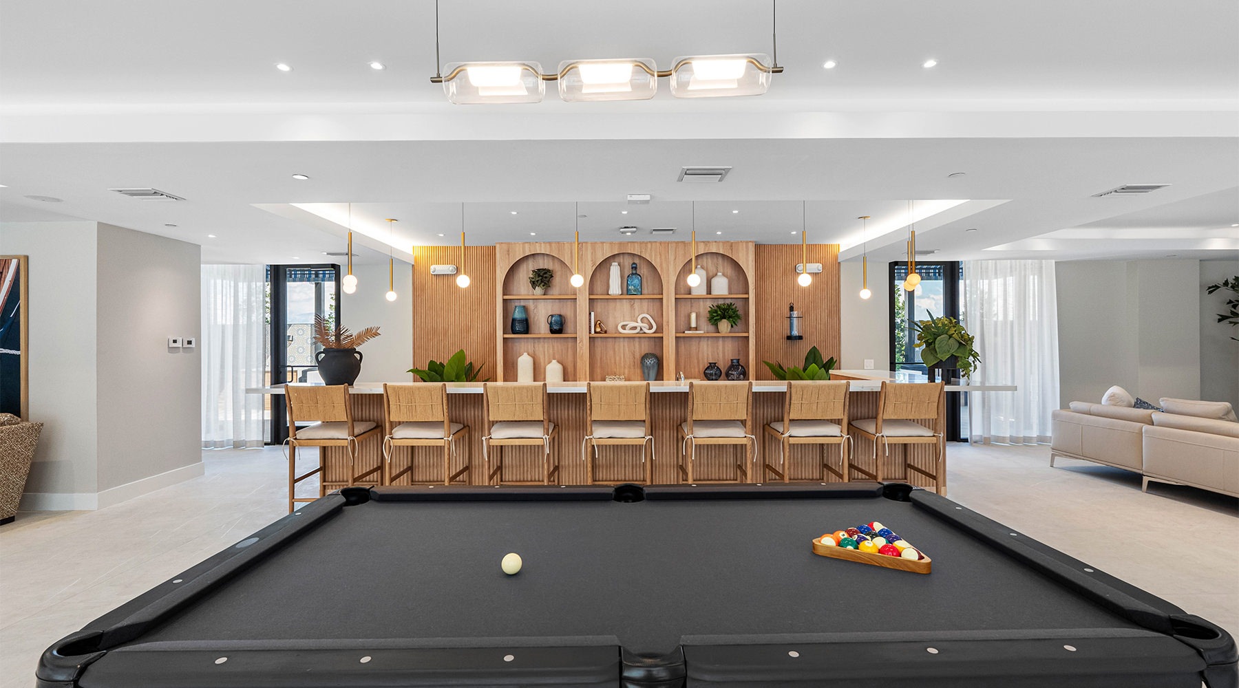game room with billiards table