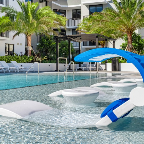 Pool with chaise lounges