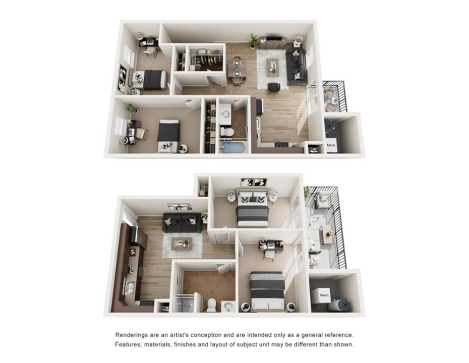 2BR/1BA - Townhome_floor_plan