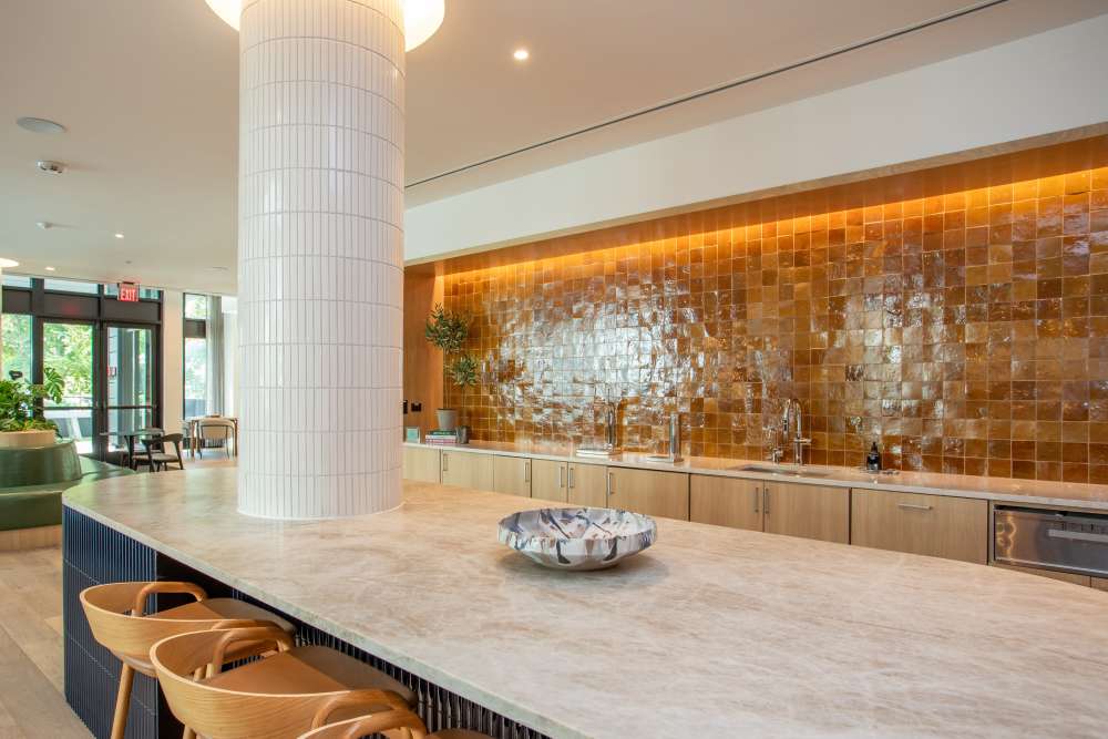Entertainment kitchen area St. Albans Lofts in Raleigh, North Carolina