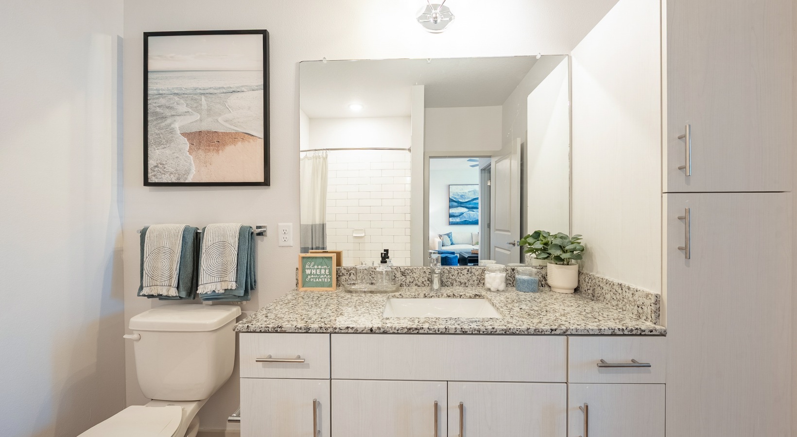Stylish bathroom with modern fixtures at Madison Watergrass apartments near Wesley Chapel FL.