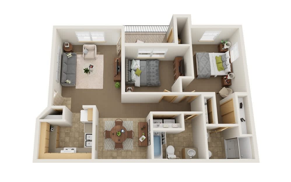 Stone Ridge Apartments in Eugene, Oregon Two Bedroom Floor Plan