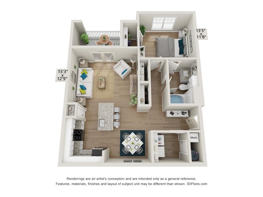 1 Bedroom floor plan