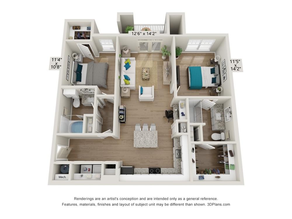2 Bedroom floor plan