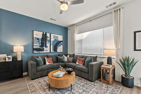 Living Room With Ceiling Fan at Avilla Railhead, Cleburne