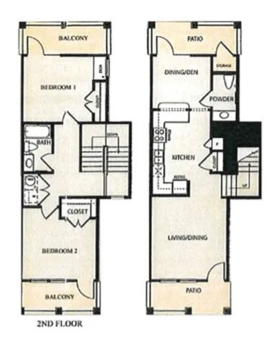 B2 TH - Two Bedroom / Two Bath TH - 1,189 Sq. Ft.*