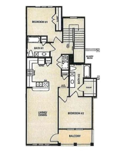 B1 - Two Bedroom / Two Bath - 1,128