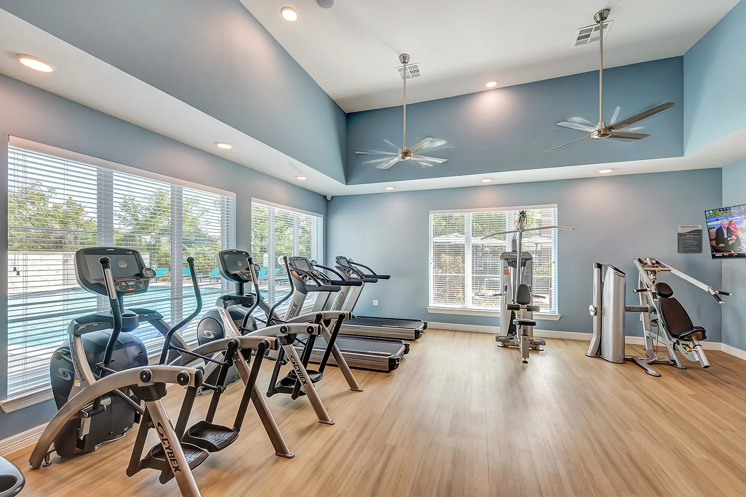 Cardio and weight equipment in fitness center