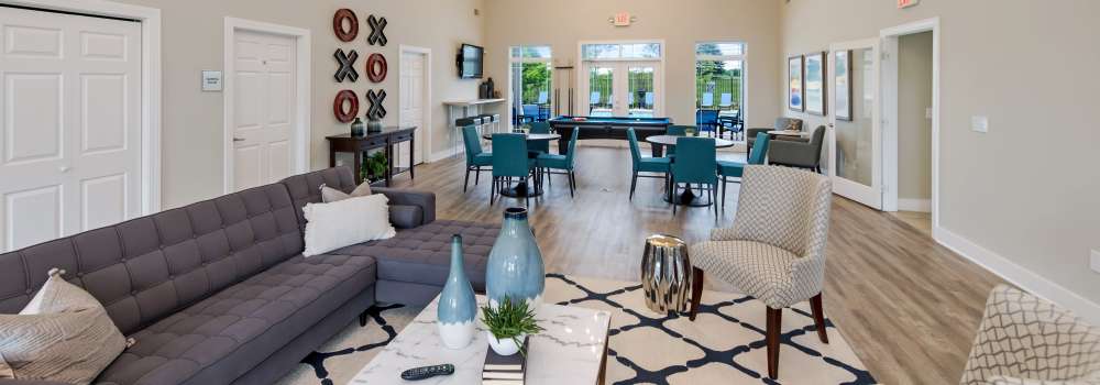 Large open floor space in clubhouse at Cumberland Pointe in Noblesville, Indiana