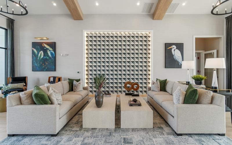 a living room with a couch and a coffee table