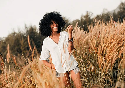 girl in hayfield