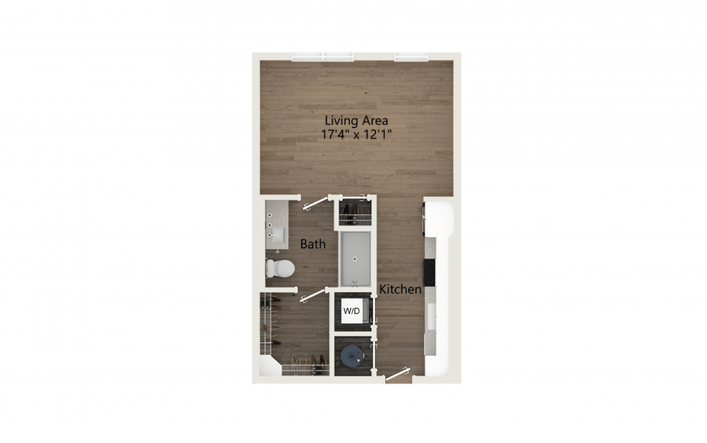 Essence Studio And 1 Bathroom 2D Floor Plan At Legacy Universal Apartments In Orlando, FL
