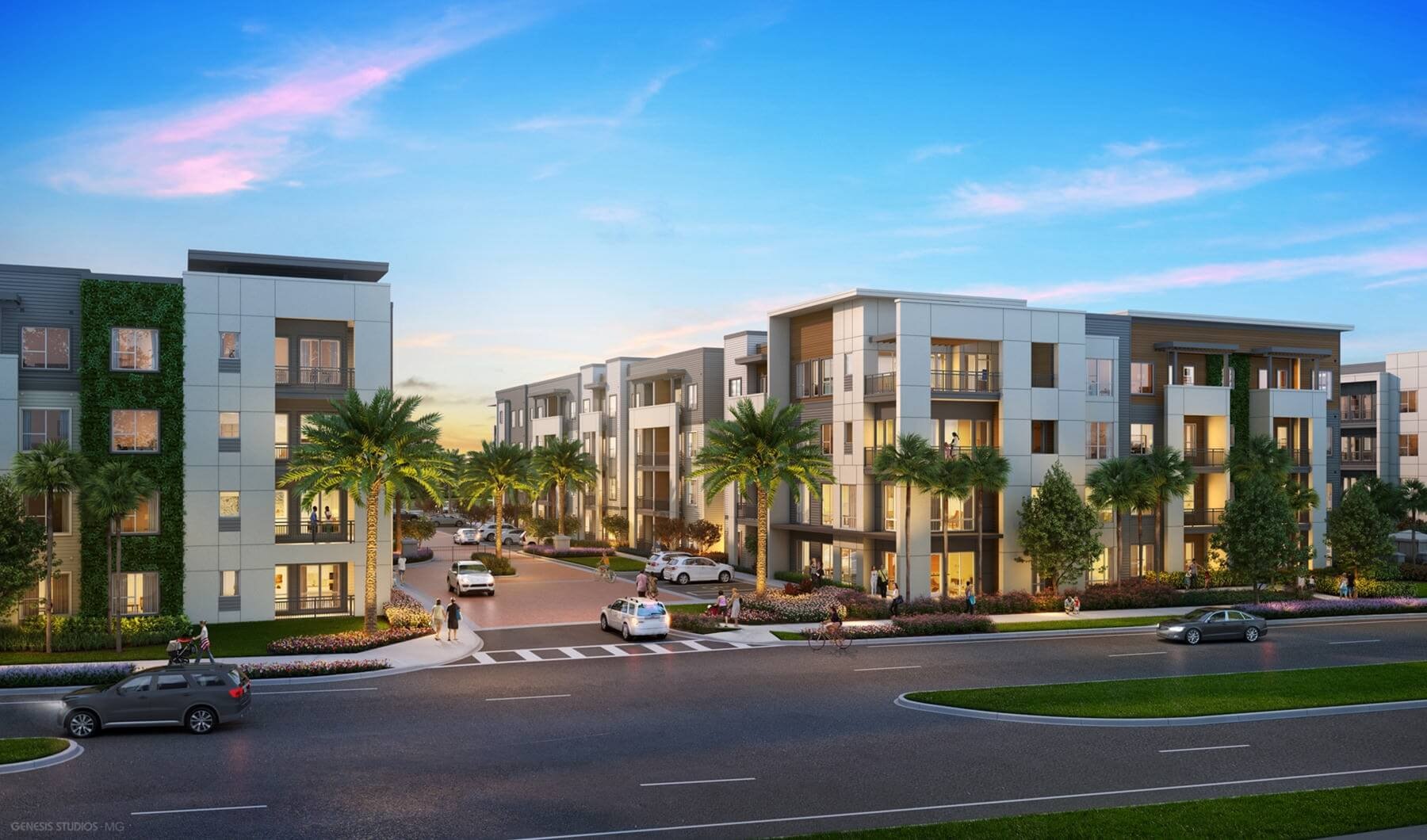 Modern Sleek Building Architecture At Legacy Universal Apartments In Orlando, FL