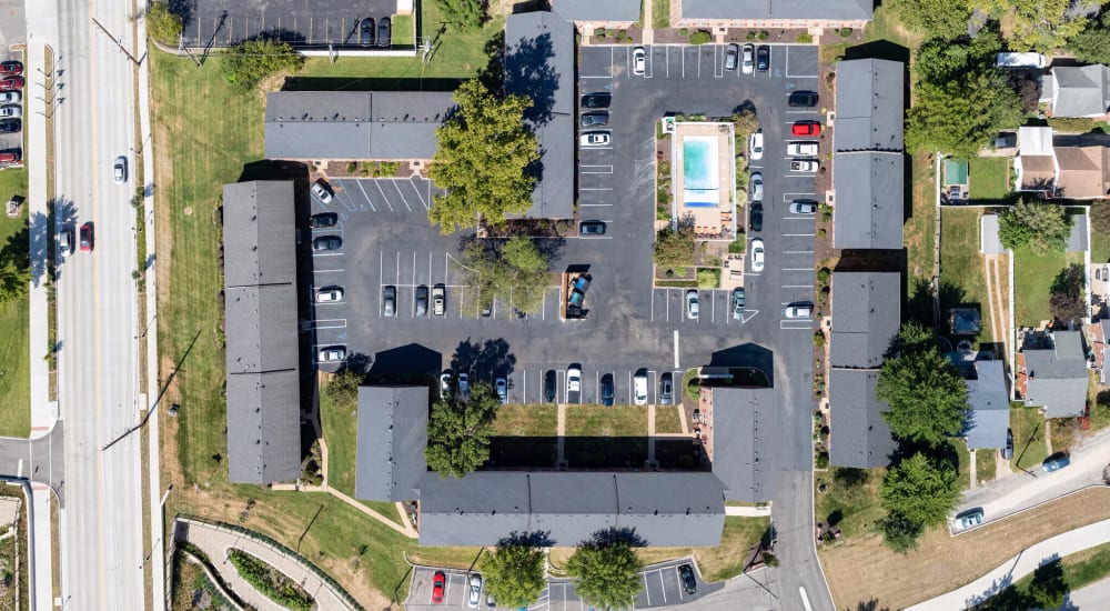 Eagle view of community apartments at Brentwood Place Apartments in Saint Louis, Missouri