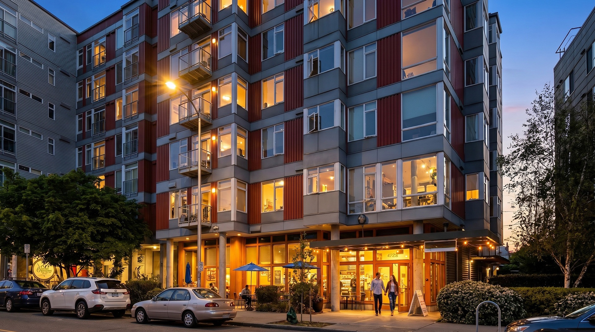 Mural exterior twilight