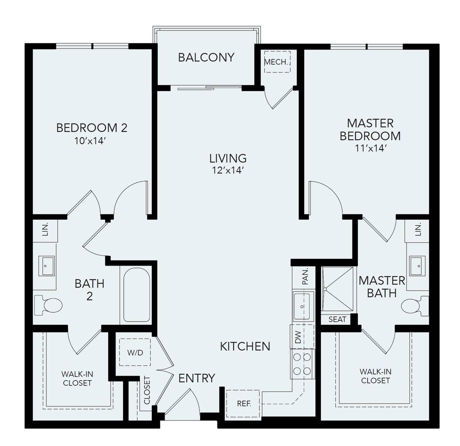 B1b | 2 bed 2 bath | 1092 sq ft