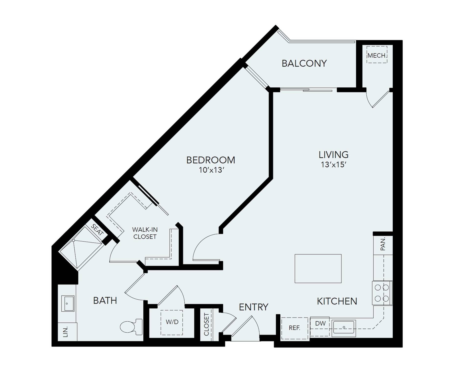 A2a | 1 bed 1 bath | 905 sq ft