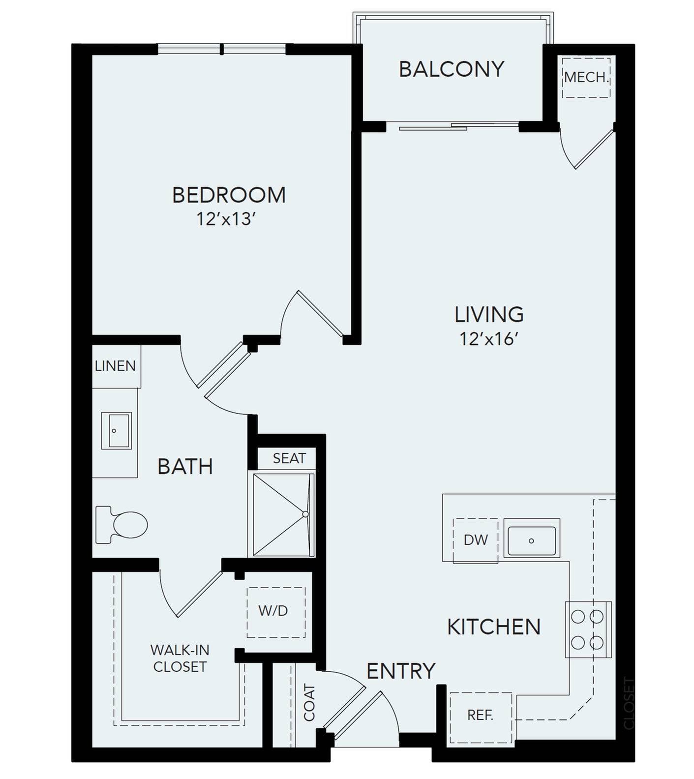 A1b | 1 bed 1 bath | 782 sq ft