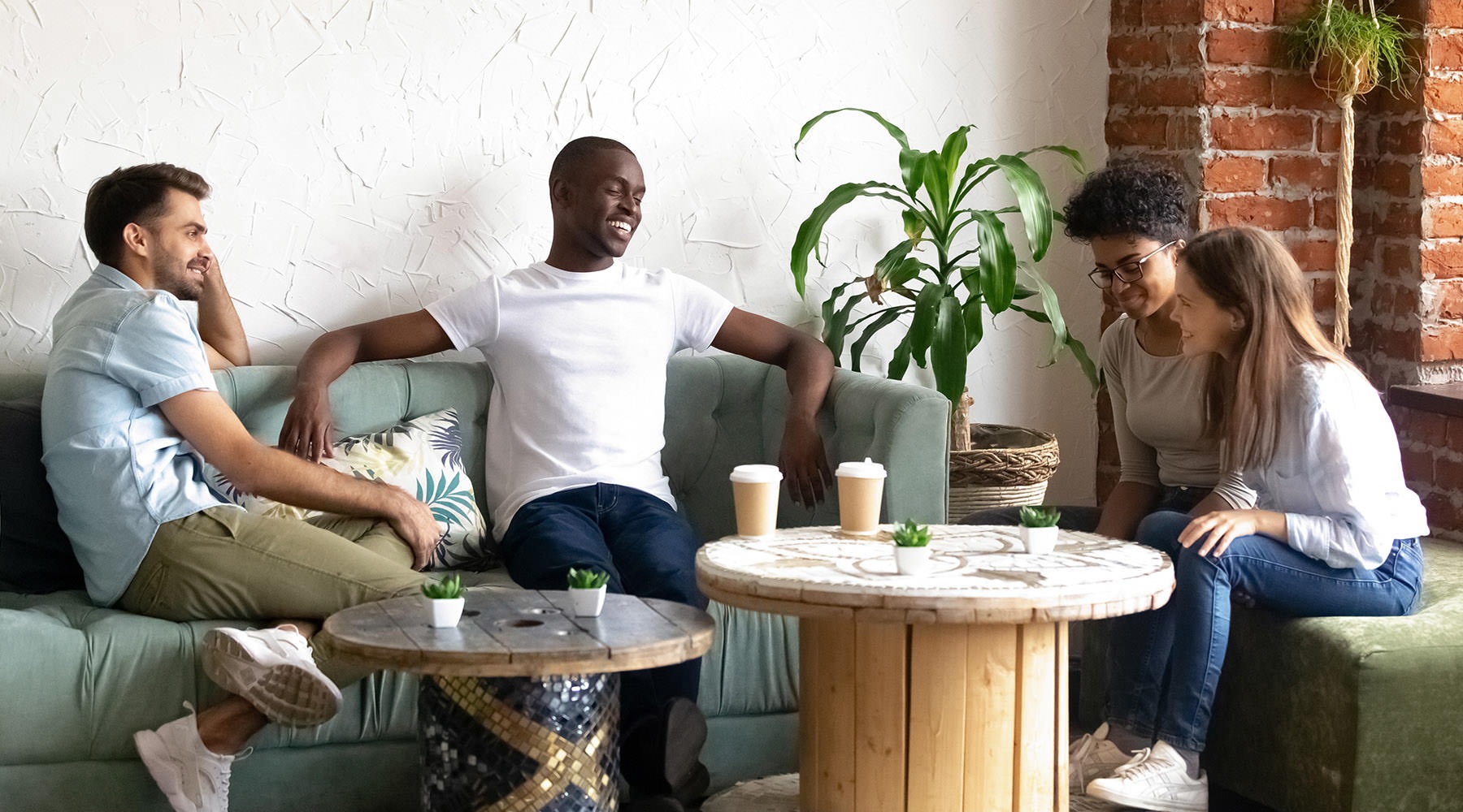 a group of people laughing