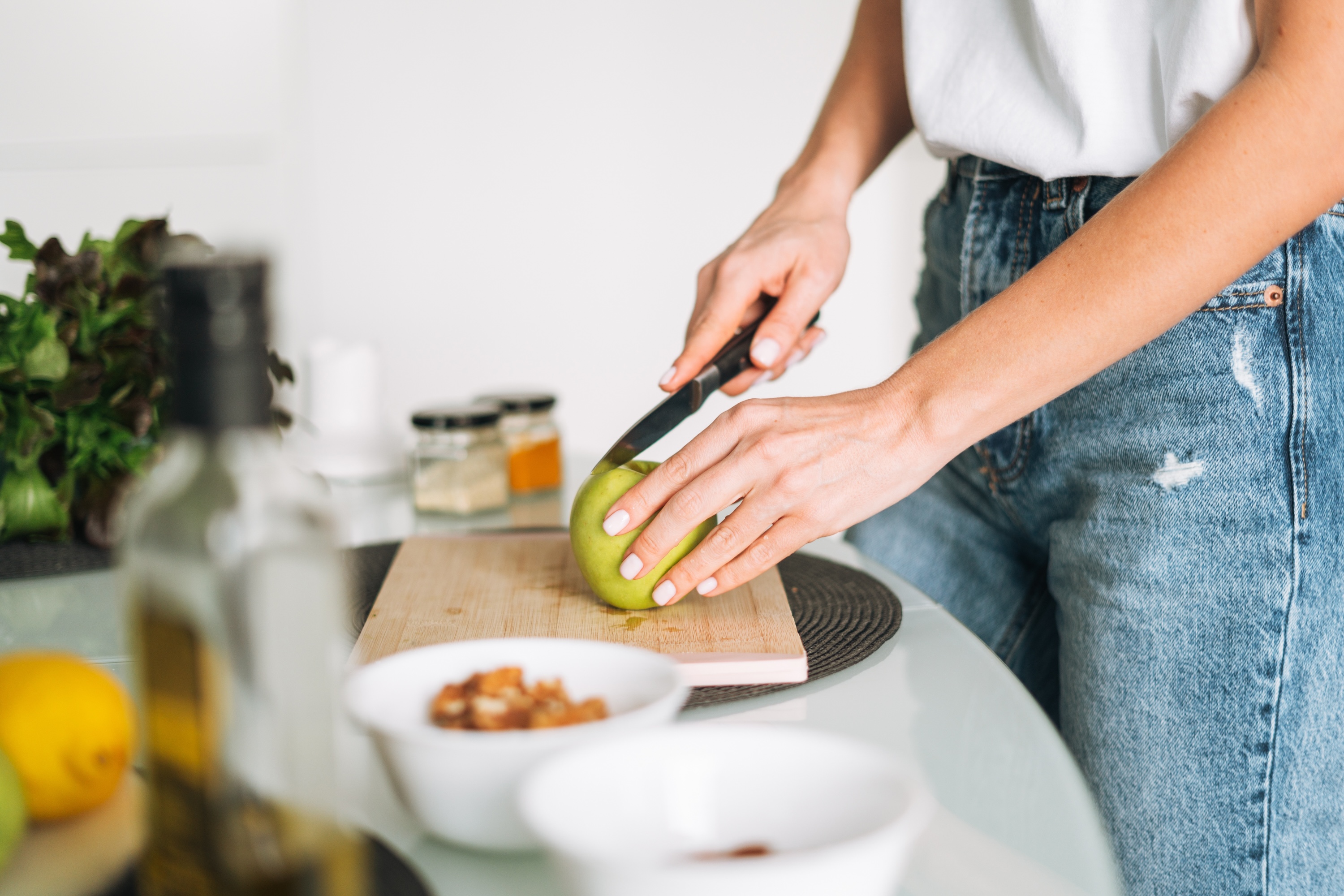 Cooking in kitchen stock photo