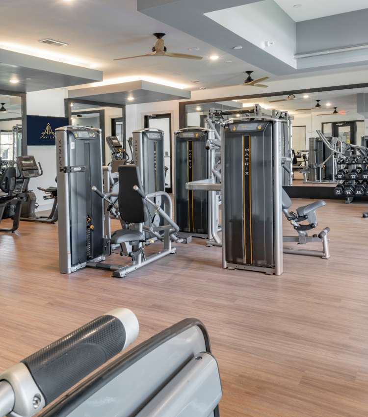 Inside the fitness center at Avila in Oviedo, Florida