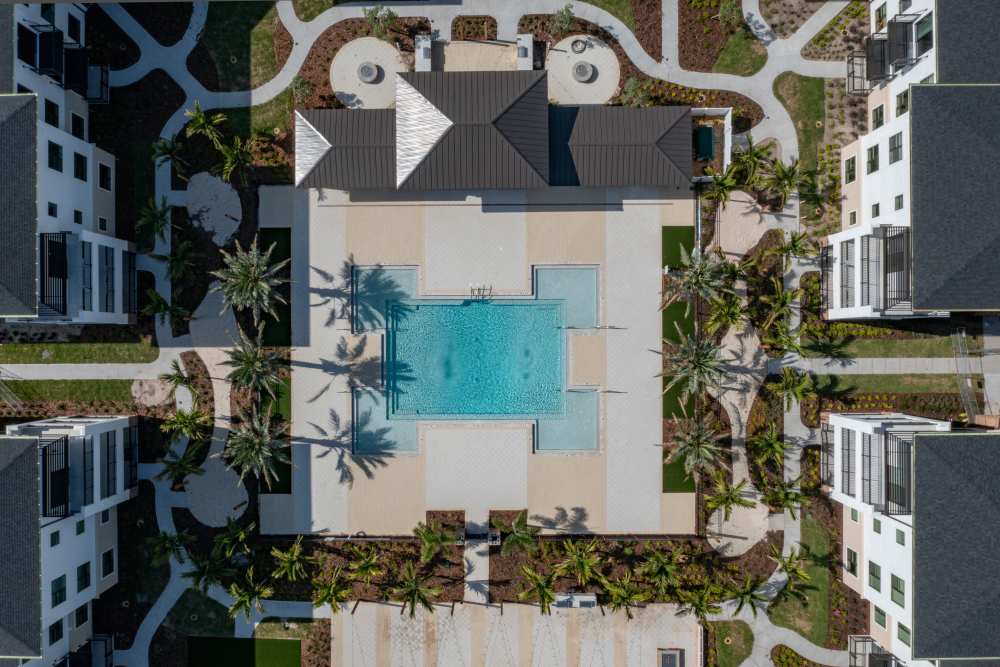 Aerial view of the swimming pool at Avila in Oviedo, Florida