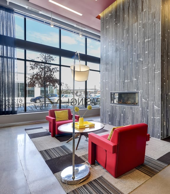 Fireplace Lounge at Red 20 Apartments, Minneapolis