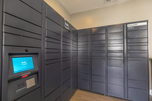 a bunch of lockers in a room at Briarcliff Apartments, Atlanta, GA