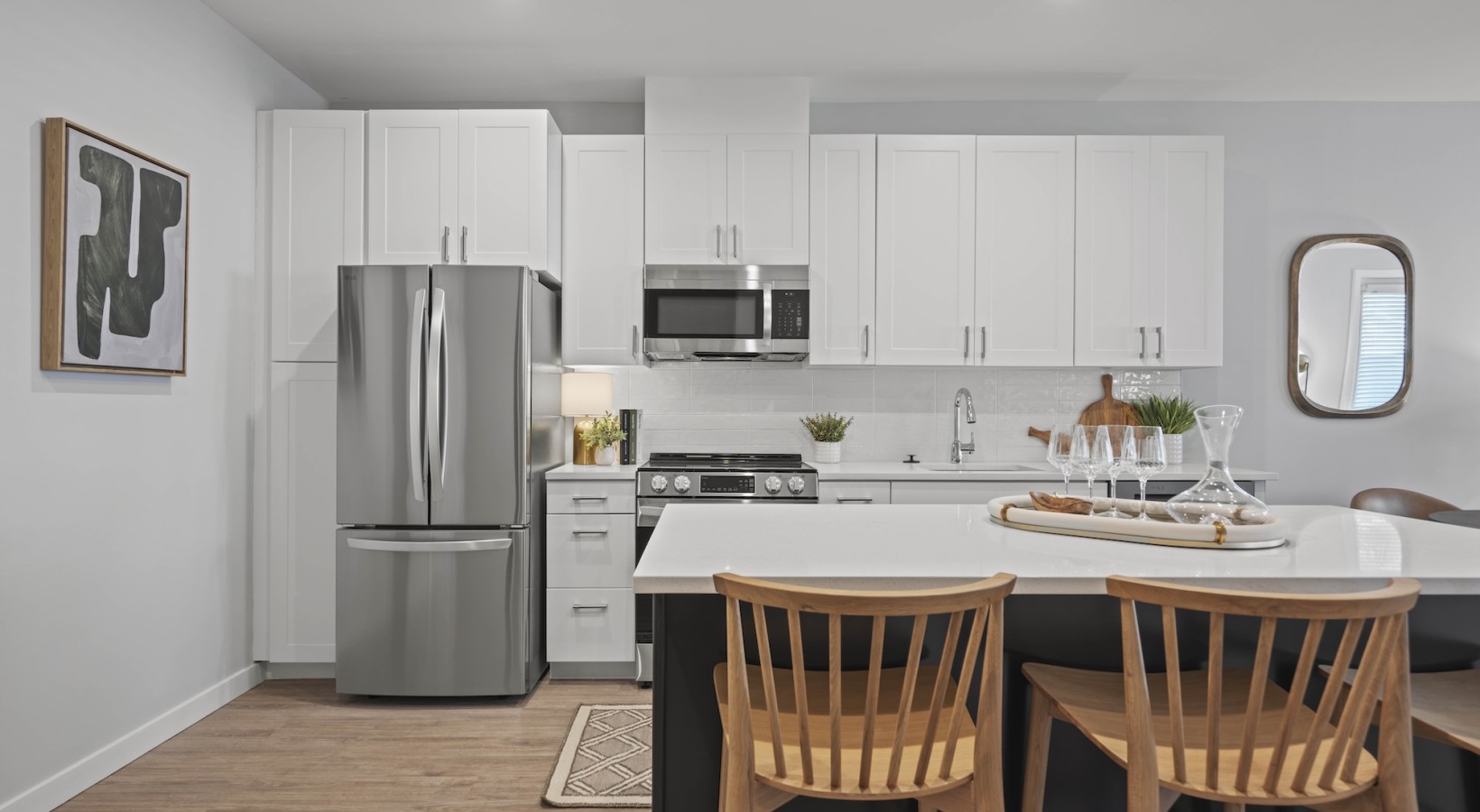 Well-lit kitchen with ample counter space