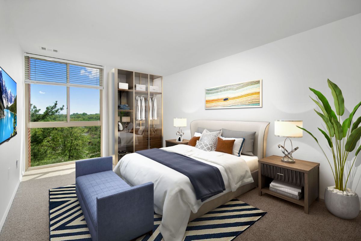 staged apartment bedroom