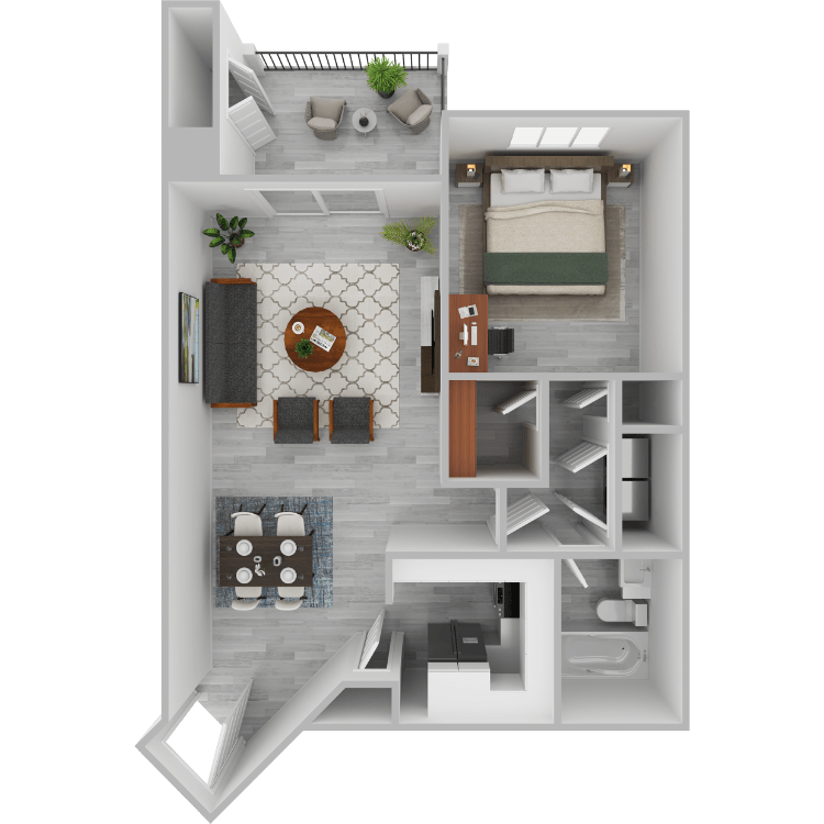 Plan H- 1 bed 1 bath Thumbnail