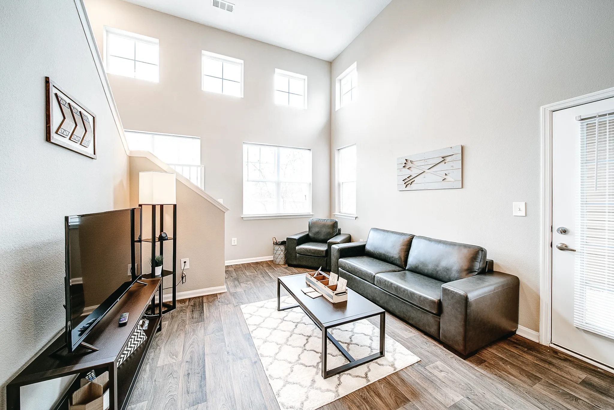 Living room with stairs