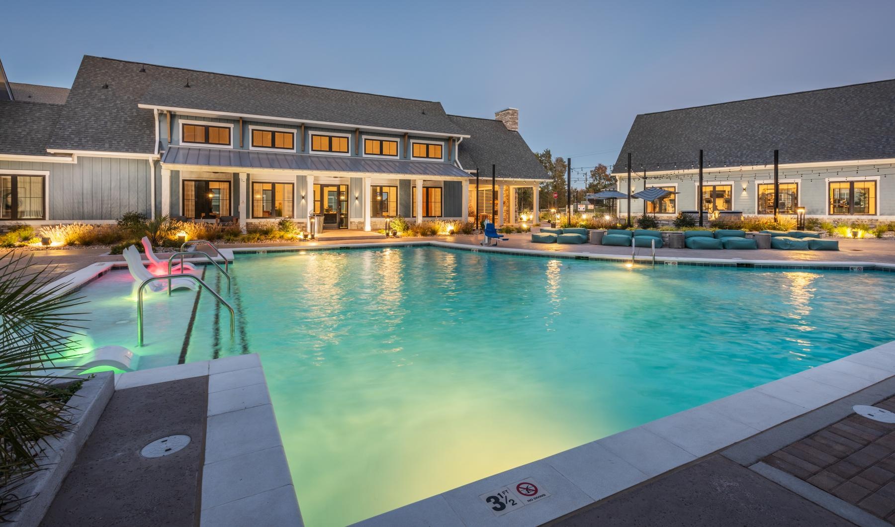 a swimming pool in a courtyard