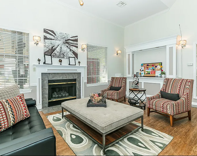 stylish clubhouse with fireplace